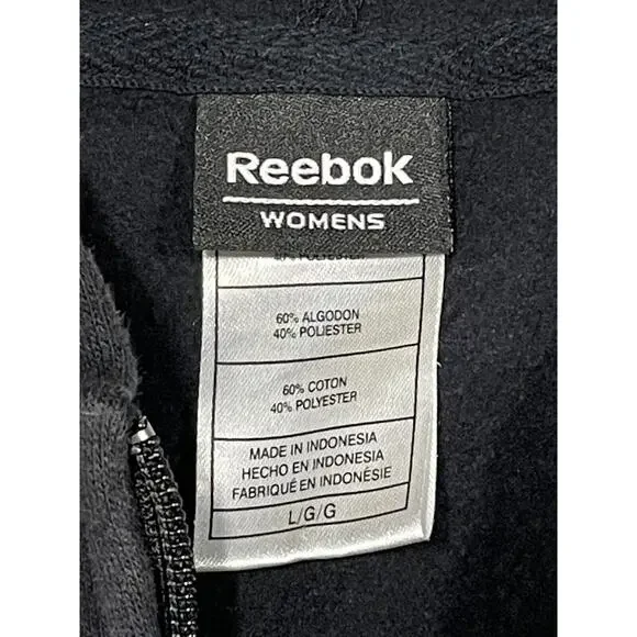 Reebok-Las Vegas Raiders Full Zip Fleece Jacket Silver & Black NFL Women’s Large - Picture 9 of 13